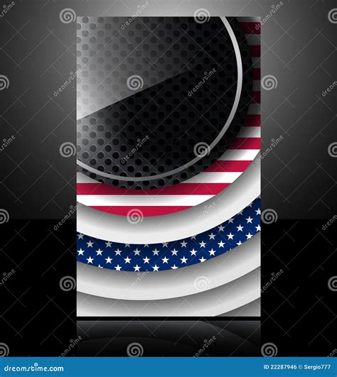 American Flag Usa Abstract Card Glass Metal Nation Stock Vector