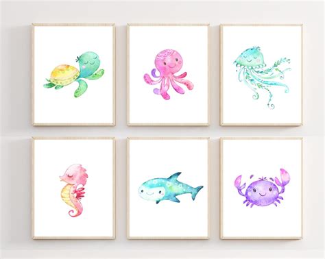 Sea Animal Prints Nursery Decor Nursery Ocean Prints Sea Etsy Ocean