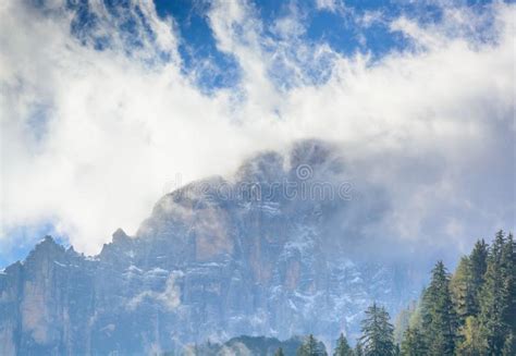 Clouds Over Mountains In Dolomite Alps Stock Photo Image Of Mountain