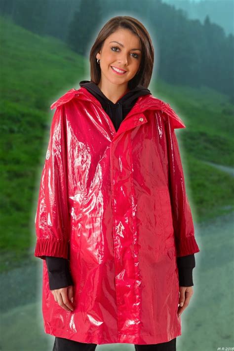 vinyl regenjacke rot regenmantel regenkleidung kleidung
