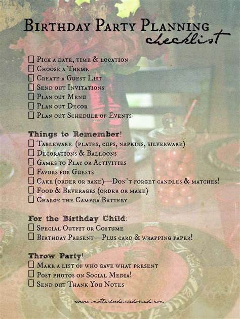 Birthday Party Planning Checklist Princess Party In 2019 Birthday