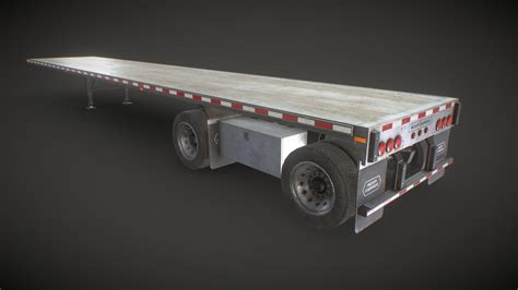 Semi Trailer Flatbed Low Poly Buy Royalty Free 3d Model By