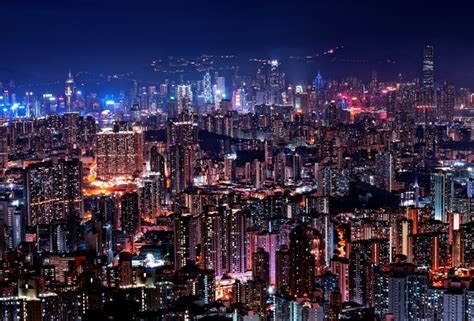 Обои City Lights China Colorful Night Glow Buildings