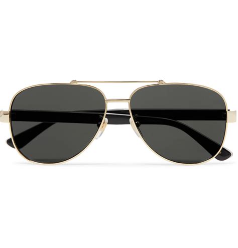 gucci aviator style gold tone and acetate sunglasses in metallic for men lyst