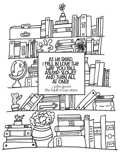 Bookshelf And The Fault In Our Stars Quote Free Bookshelf Coloring Page