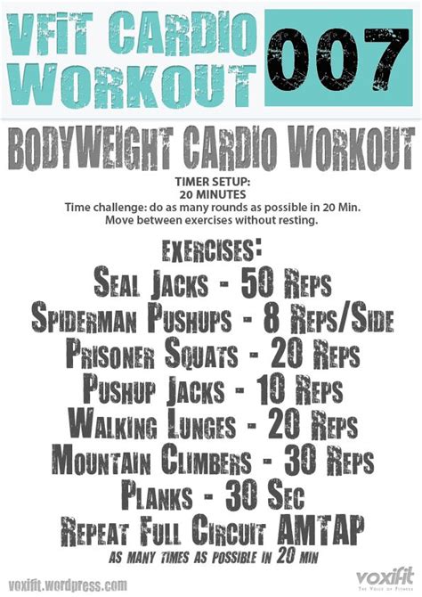 Voxifit Cardio Bodyweight Workout 007 Bodyweight Workout Body Weight