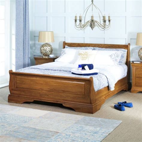 French Louis Solid Oak 6ft Super King Size Sleigh Bed The Furniture