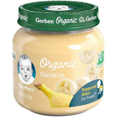Pack Of 6 Gerber Organic 1st Foods Baby Food Banana 4 Oz Jars