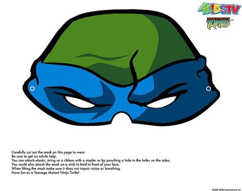 Tmnt Leonardo Mask Courtesy Of 4kids In 2020 Printable