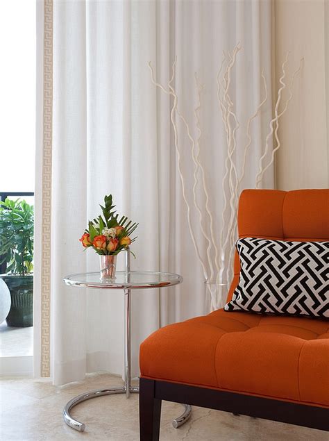 100% polyester print, the pattern is green and orange maple leaf, the fabric feels soft and smooth, looks very elegant and expensive, quality made. Orange and Black Interiors: Living Rooms, Bedrooms and ...