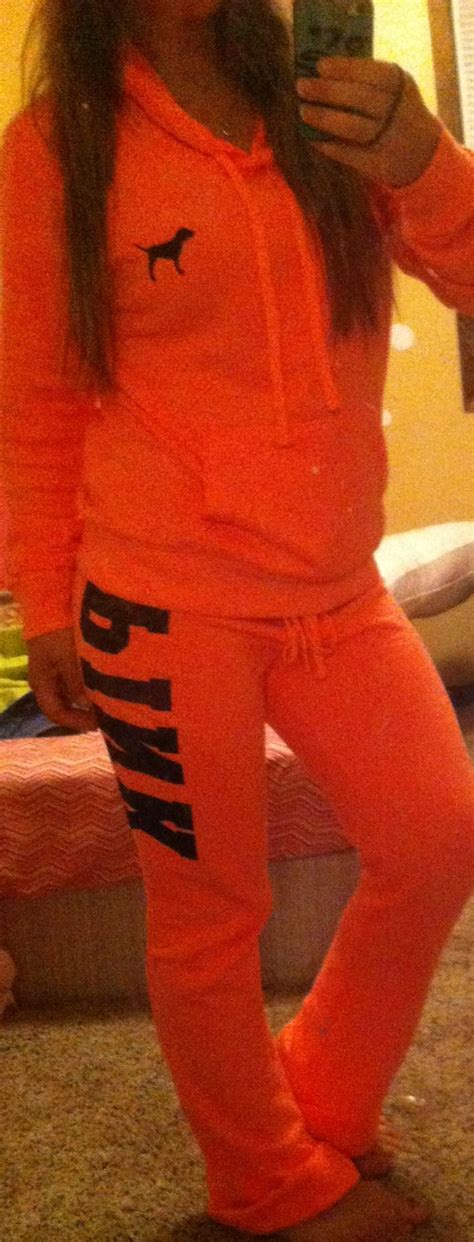 My New Coral Victorias Secret Pink Hoodie And Sweats Gorgeous Color