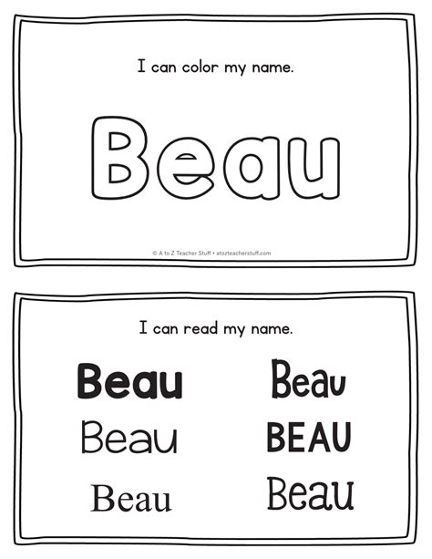 Beau Name Printables For Handwriting Practice A To Z Teacher Stuff