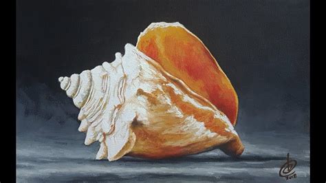 How To Paint A Conch Shell Tutorial Acrylic Painting On Canvas Still