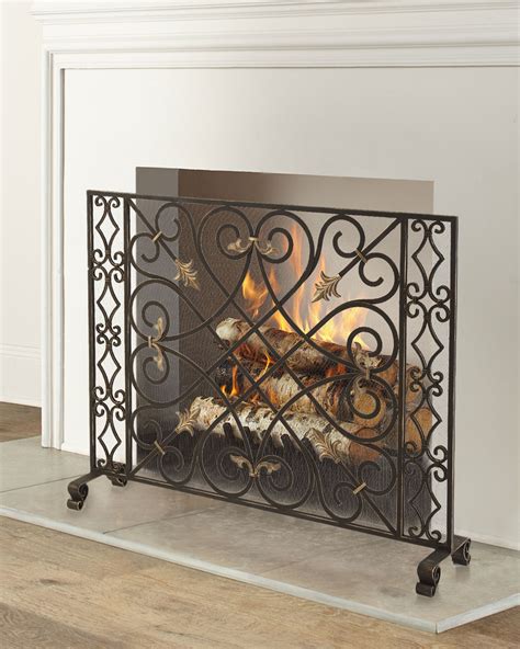 Gold Tole Accent Scroll Gate Fireplace Screen Neiman Marcus