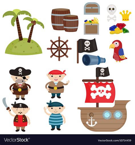 Cute Pirate Objects Royalty Free Vector Image Vectorstock