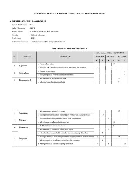 Instrumen Penilaian Sikap Pdf