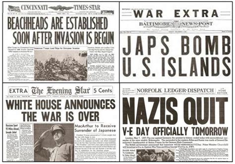 World War Two Major Events Newspaper Set Reprints Of Original News