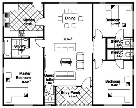 Best Simple Four Bedroom Bungalow Floor Plan Ideas House Plans