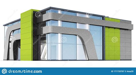 3d Rendering Of A Office Building On White Background Stock