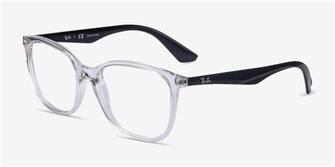 Ray Ban Rb7066 Square Clear Black Frame Eyeglasses Eyebuydirect