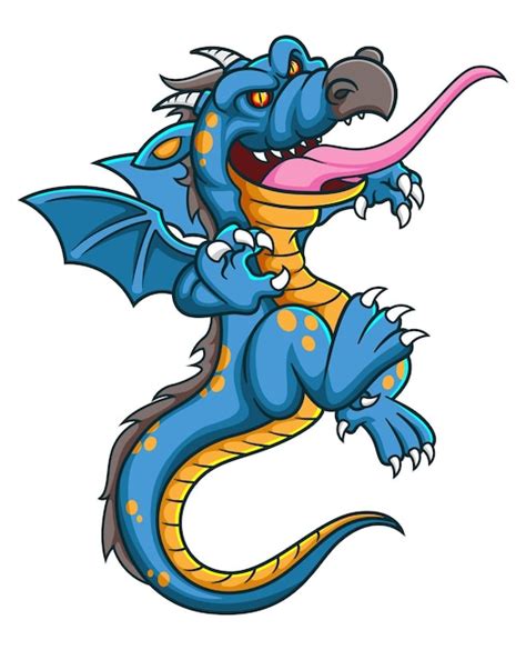 Premium Vector Fantasy Blue Dragon Flying And Angry