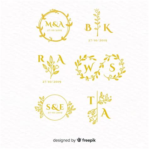 Wedding Monogram Logo Templates Collection Vector Free Download