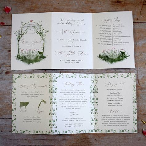 Woodland Blossom Tri Fold Wedding Invitation By Julia Eastwood