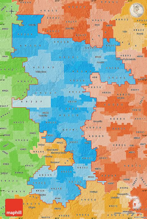 Political Shades Map Of Zip Codes Starting With 493