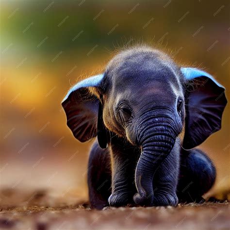 Premium Photo Cute Baby Elephant Calf In Nature 3d Rendering