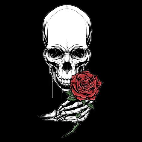 Skeleton Head And Hand Holding Rose 1130739 Vector Art At Vecteezy
