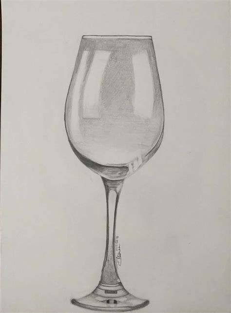Wine Glass In Pencil 絵画技法 素描 絵画
