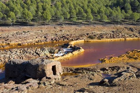 Rio Tinto Mineral Laden Water In The Mining Area Of Minas De Rio Tinto