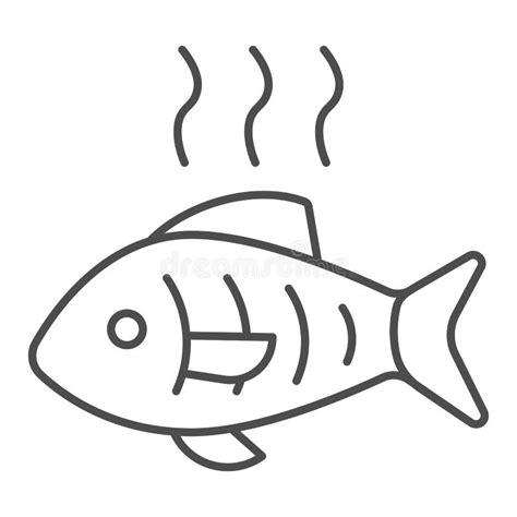 Icono De LÃ­nea Delgada De Peces Calientes Dibujo Vectorial De Pescado