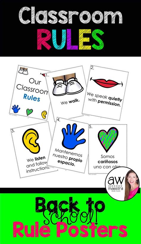 Back To School Classroom Rules Posters Bilingual Classroom Rules