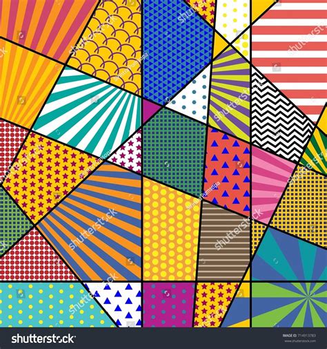 Colorful Trendy Geometric Flat Elements Of Pattern Memphis Pop Art