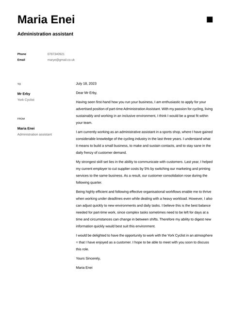 Sample Cover Letter For Part Time Job - 11tonia