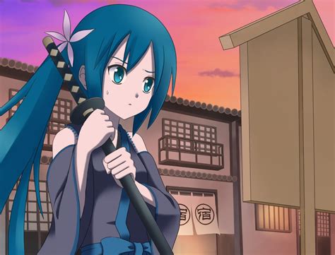 Wallpaper Illustration Long Hair Anime Girls Blue Hair Cartoon