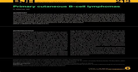 Primary Cutaneous B Cell Lymphomas Belgian Hematology Society · 2018
