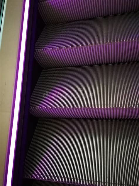 Escalator With Purple Neon Lights Stock Photo Image Of Lights