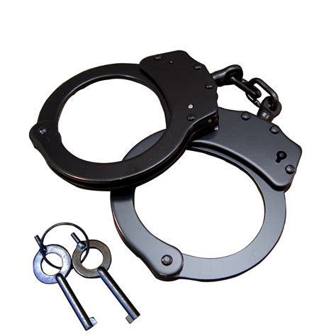 Handcuffs Black Steel Double Lock Official Police Hand Cuffs W 2 Keys Ebay