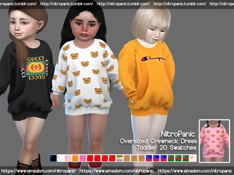 Oversized Crewneck Dress Toddlers Sims 4 Toddler Sims 4 Children