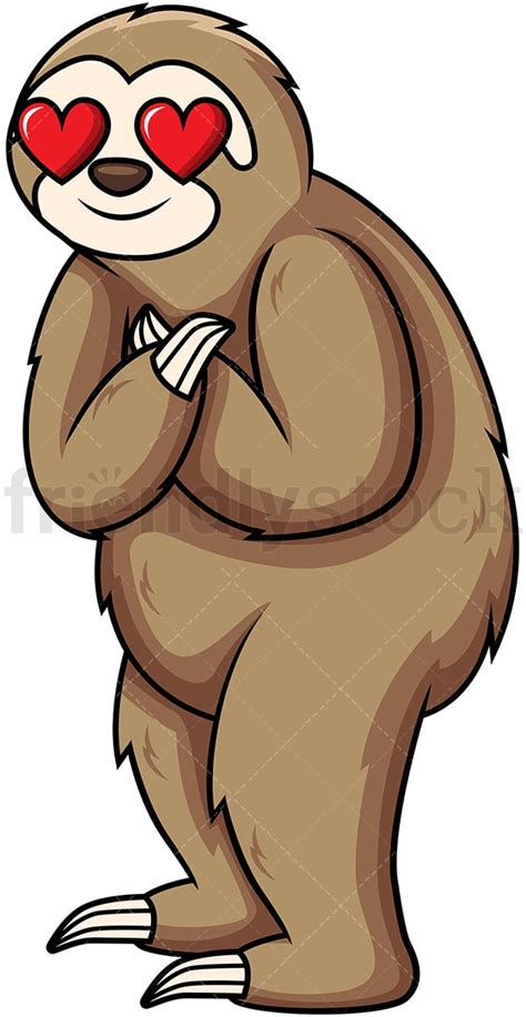 Sloth In Love Cartoon Clipart Vector Friendlystock