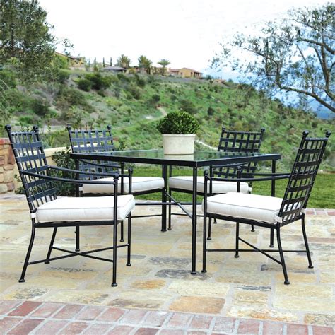 Provence 5 Piece Wrought Iron Patio Dining Set W 44 Inch Square Table