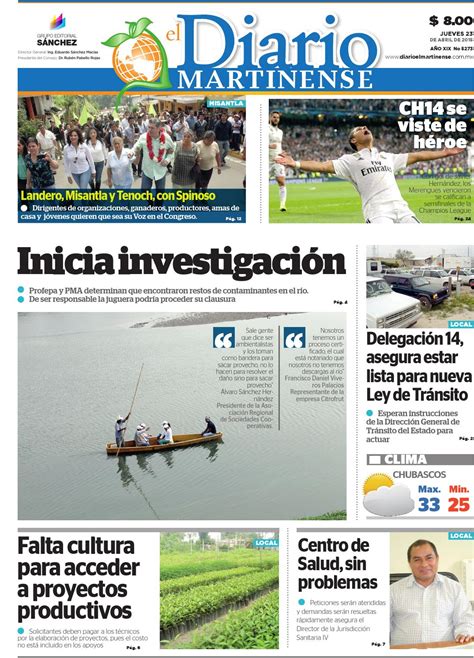 Los periódicos diarios de veracruz, méxico. El Diario Martinense 23 de Abril de 2015 by Diario de Poza ...
