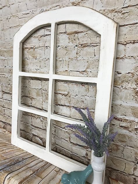 Farmhouse Arched Window Frame Vintage Style 6 Pane Arched Etsy