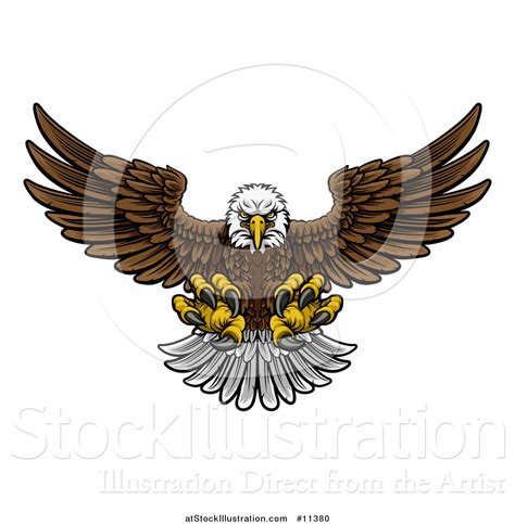 Vector Illustration Of A Cartoon Swooping American Bald Eagle With