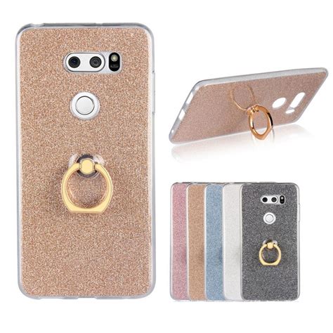 Posiveek Lg Q6 Glitter With Ring Phone Case For Lg Q6 Q8 V20 V30 Cases Dynamic Liquid Quicksand