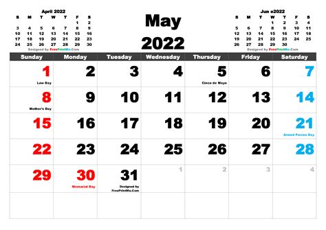 Calendar 2022 May Month Calendar Printable