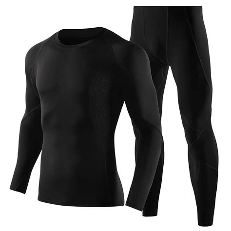 men 2pcs workout clothes set quick dry long sleeve compression shirt and pants set fitness gym