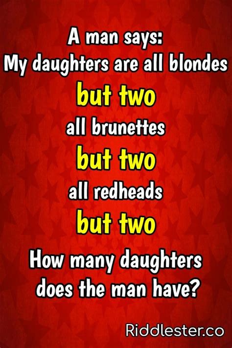 How Many Daughters Riddle Tricky Riddles With Answers Tricky Riddles